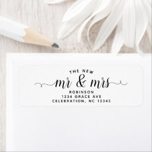 Étiquette Simple Moderne Le Nouveau Script M & Mme Mariage