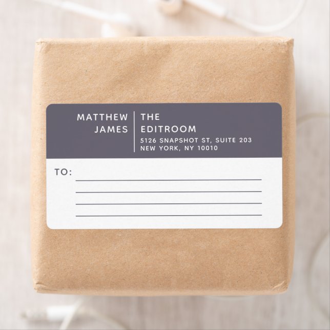 Étiquette Simple moderne minimaliste violet gris blanc affai (En situation)