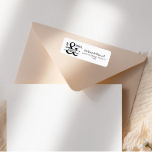 Étiquette Simple moderne Mr & Mrs Script Adresse