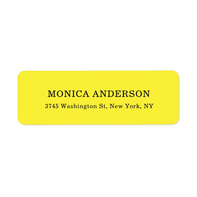 Étiquette Simple Moderne Plain Professionnel Jaune (Devant)