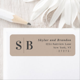 Étiquette Simple Neutre Mariage Beige Adresse de retour