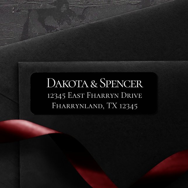 Étiquette Simple noir et blanc moderne chic Mariage classiqu (Créateur téléchargé)