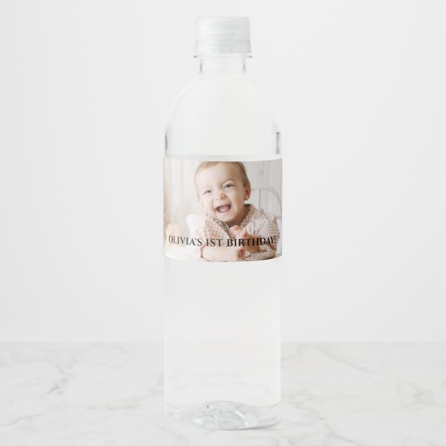 Étiquette simple photo personnalisée bouteille d'e (Devant)
