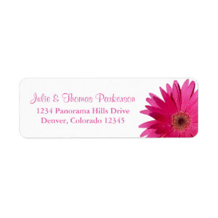 Étiquette Simple rose Gerbera Daisy Mariage Adresse de retou