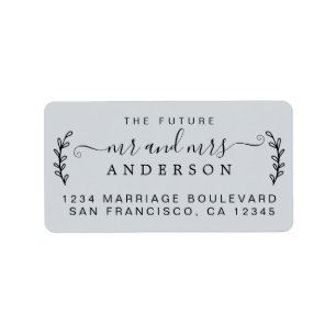 Étiquette Simple Rustic Future M. Mme Mariage Retour Adresse