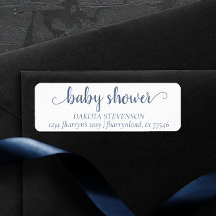 Étiquette Simple Slate Script   Dusty Blue Return Address