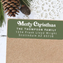 Simple tendance Retro Vert Noël Adresse de retour