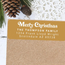 Simple tendance Retro Vert Noël Adresse de retour