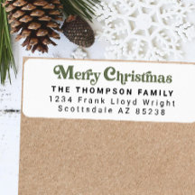 Simple tendance Retro Vert Noël Adresse de retour