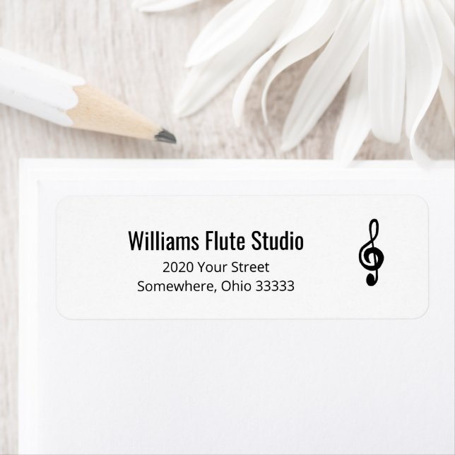 Étiquette Simple Treble Clef Music Symbole Adresse de retour (En situation)