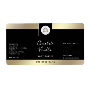 Étiquette Simple typographie noir or cosmétique logo étiquet