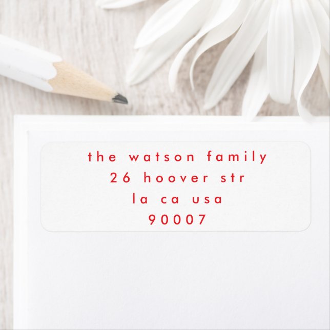Étiquette Simple White Red Christmas Holiday Adresse de reto (En situation)