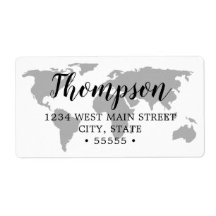 Étiquette Simple World Map Return Label