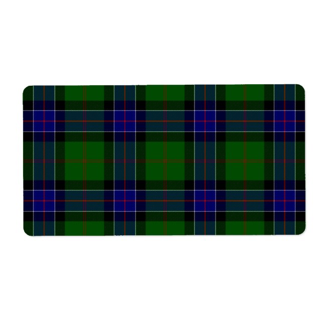 Étiquette Sinclair tartan bleu vert plaid (Devant)