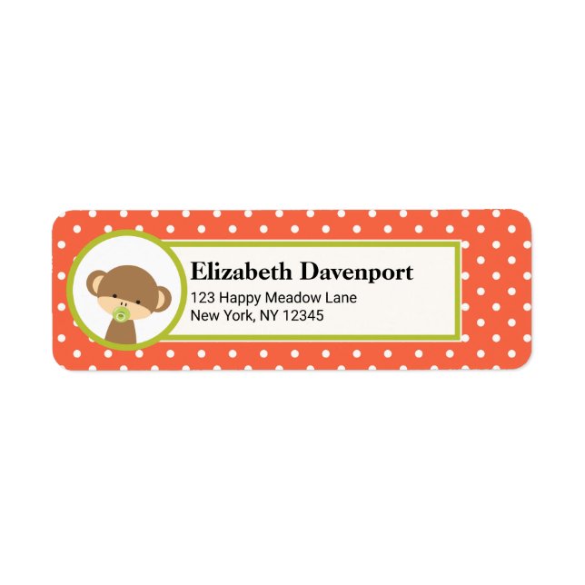 Étiquette Singe de bébé mignonne avec une Pacificateur en Po (Devant)