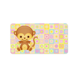 Étiquette Singe génial mignon de motif