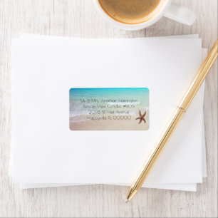 Étiquette Single Starfish Wide Beach Scene Address Labels