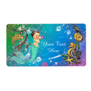 Étiquette Sirène Sous La Bouteille D'Eau De Mer