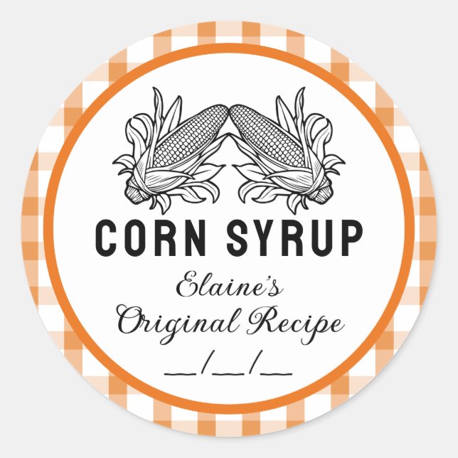 Étiquette sirop de maïs avec à damiers orange (Devant)