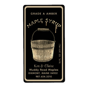 Étiquette Sirop d'érable à sève Vintage or avec gouttes
