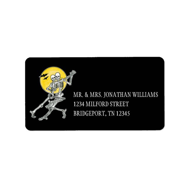Étiquette Skeletons de danse d'Halloween (Devant)
