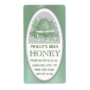 Étiquette Skep de miel avec adresse de frontière ou vert d'e