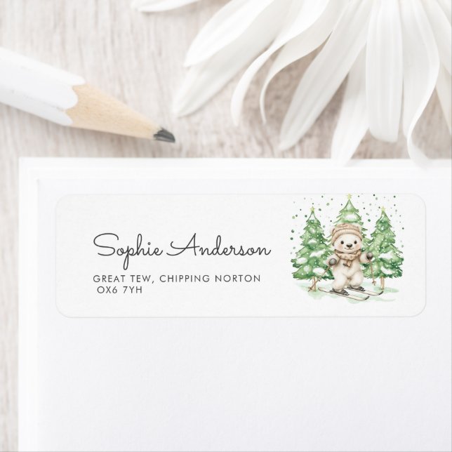 Étiquette Ski dans la famille Baby shower d'hiver Adresse (En situation)