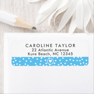 Étiquette Sky Blue Heart & Dots Jote Preppy Adresse de retou