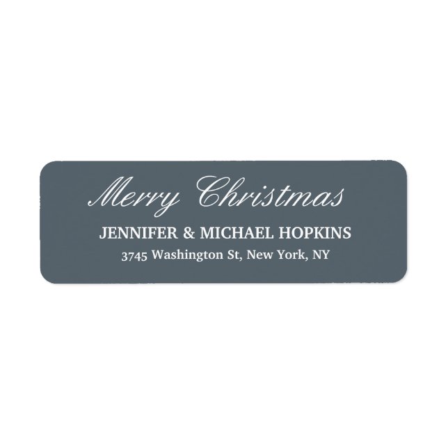 Étiquette Slate Grey Joyeux Message de Noël Feuille de famil (Devant)