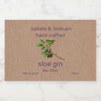 Étiquette Sloe Gin sur papier couleur Kraft