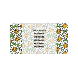 Étiquette Smiley Daisy Flowers Motif