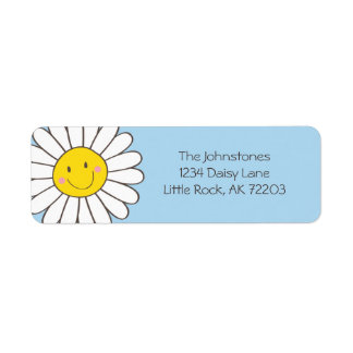 Étiquette Smiling Whimsical Daisy Adresse de retour Étiquett