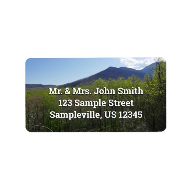 Étiquette Smoky Mountains dans un paysage printanier (Devant)