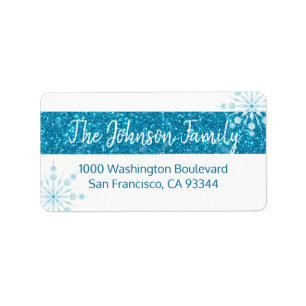Étiquette SNOWFLAKE Holiday Xmas Blue Parties scintillant Re