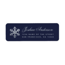 Snowflake Navy Blue Faux Silver Winter Holidays 