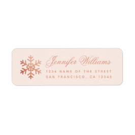Étiquette Snowflake Pink & Rose Gold Elegant Script Holidays