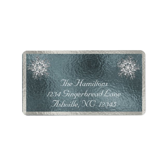 Étiquette Snowflake & Ribbon Holiday Return Address - Silver (Devant)