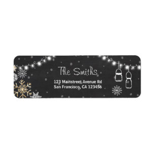 Étiquette Snowflakes d'hiver Adresse de retour Label Gold Si
