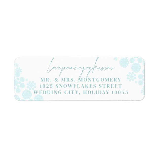 Étiquette Snowflakes Love Peace Joy Kisses Mariage Adresse (Devant)
