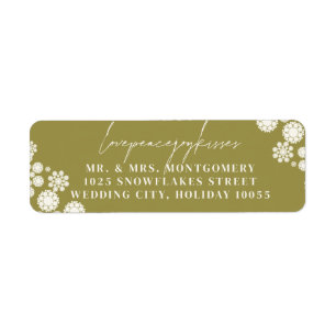 Étiquette Snowflakes Love Peace Joy Kisses Mariage Adresse
