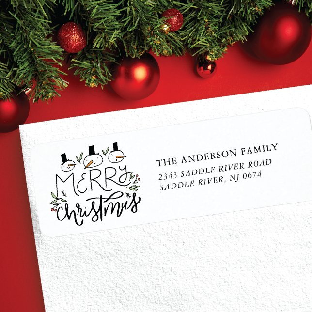 Étiquette Snowman Joyeux Noël (Créateur téléchargé)