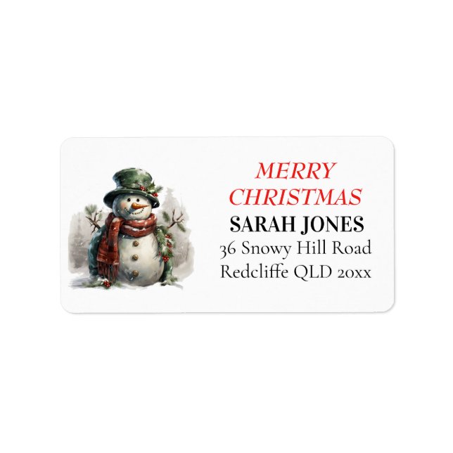 Étiquette Snowman mignonne Joyeux voeux de Noël (Devant)
