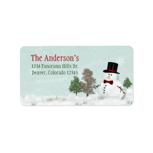 Étiquette Snowman Noël Noël Noël Noël Noël Adresse postale