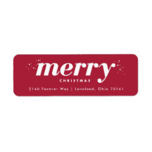 Snowy Modern Joyeux Noël Retourner Adresse Label
