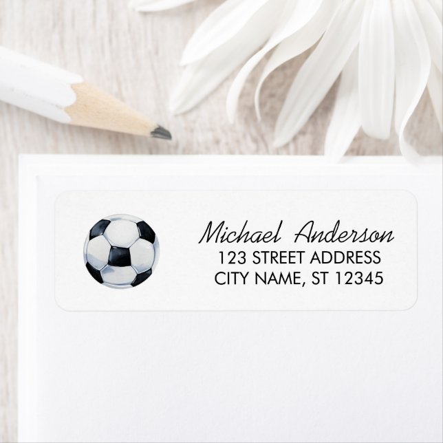 Étiquette Soccer Ball Football Return Address label  (En situation)