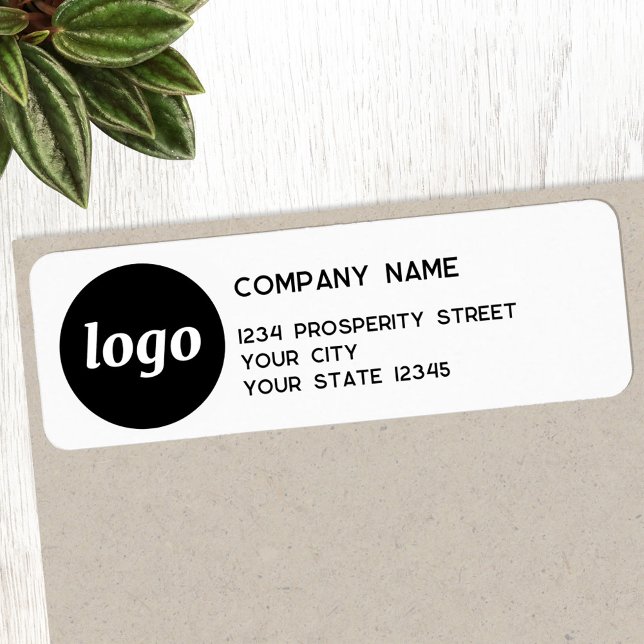 Étiquette Société de logo simple Adresse de retour (Logo with text business promotional return address label)