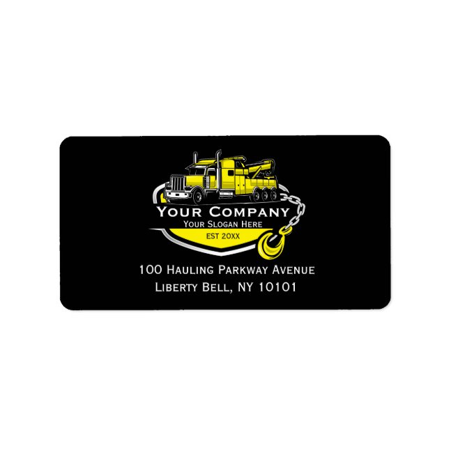 Étiquette Société professionnelle de remorquage, service de  (Devant)