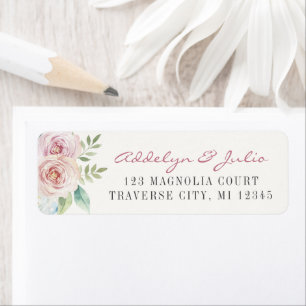 Étiquette Soft Floral Romantic Mariage Adresse de retour