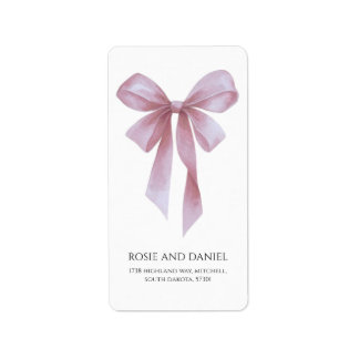Étiquette Soft Pink Bow Girl Baby Shower Return Address