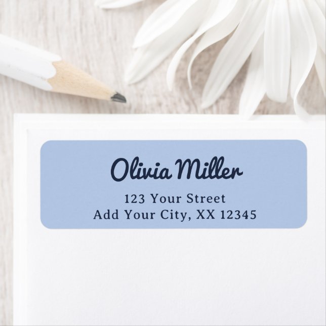 Étiquette Soft Sky Blue - Trendy Address Label (En situation)